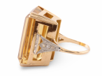 18ct Gold and Platinum Citrine and Diamond Cocktail Ring est 50ct