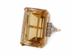 18ct Gold and Platinum Citrine and Diamond Cocktail Ring est 50ct