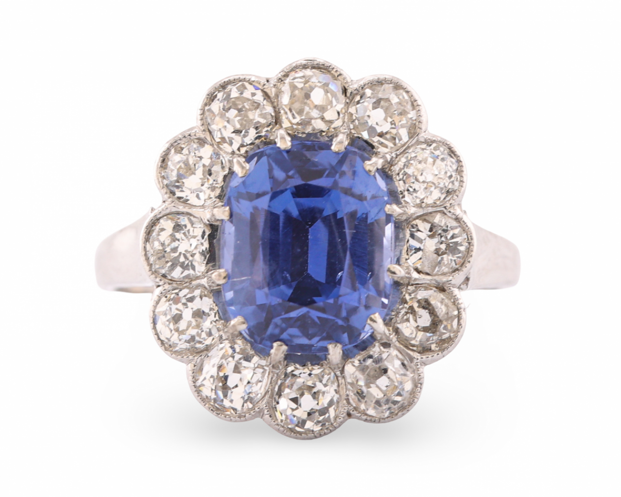 18ct White Gold Sapphire and Diamond Cluster Ring 2.8ct