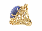 18ct Gold Lapis Lazuli and Diamond Cocktail Ring