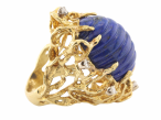 18ct Gold Lapis Lazuli and Diamond Cocktail Ring