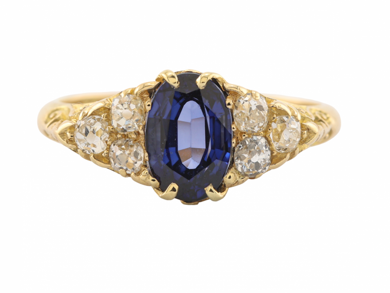 18ct Gold Sapphire and Diamond Victorian Ring
