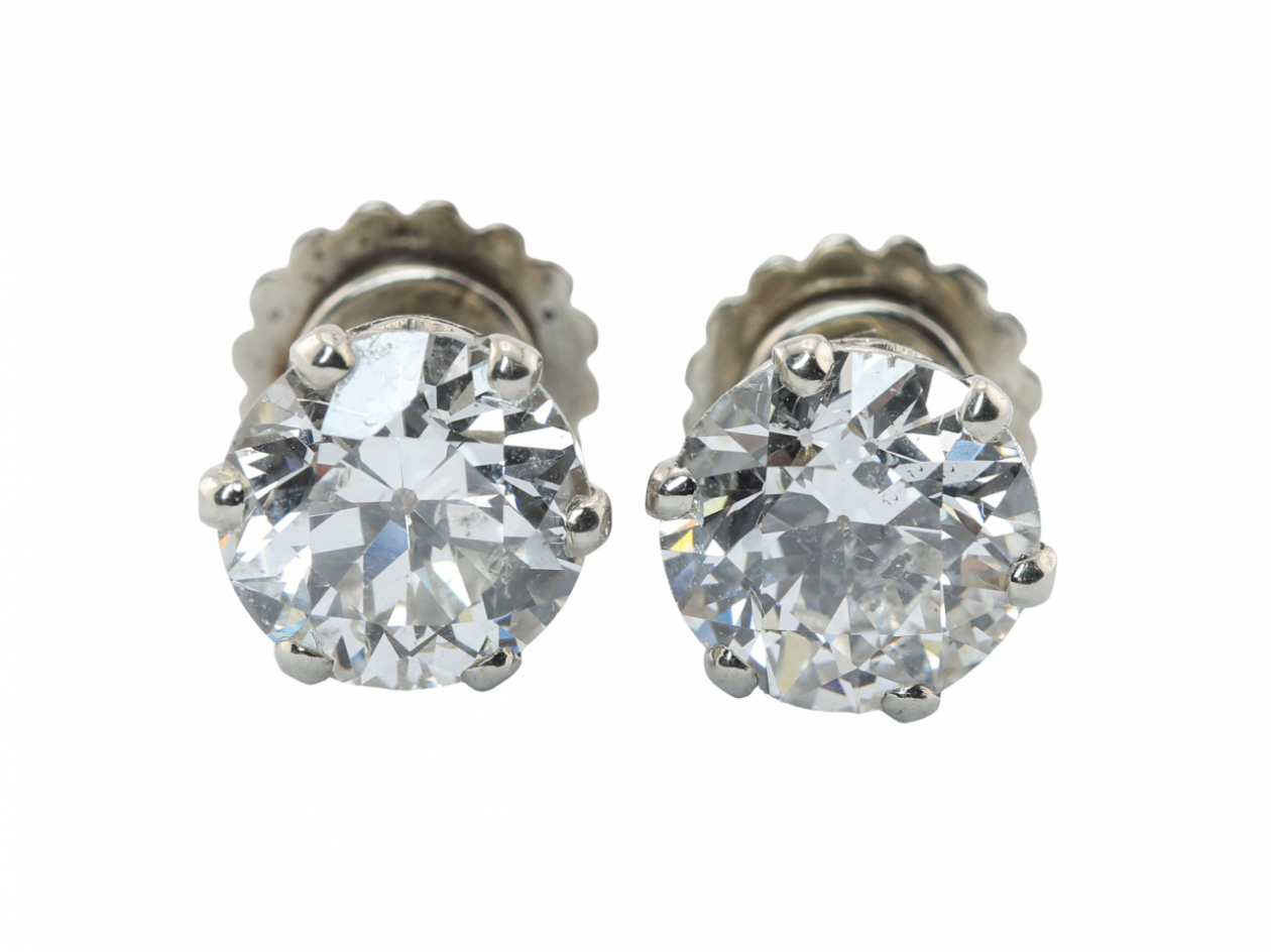 Platinum Diamond Stud Earrings 3.4ct