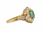 18ct Gold Emerald and Diamond Cluster Ring