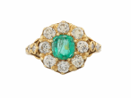 18ct Gold Emerald and Diamond Cluster Ring