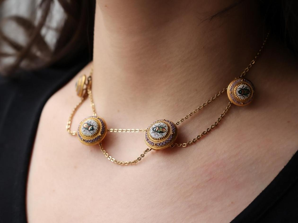 18ct Gold Micromosaic Scarab Necklace