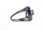 Platinum Diamond and Sapphire Toi et Moi Ring by Oscar Heyman