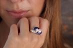 Platinum Diamond and Sapphire Toi et Moi Ring by Oscar Heyman