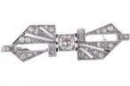 Platinum Art Deco Diamond Bow Brooch