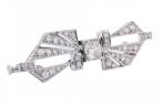 Platinum Art Deco Diamond Bow Brooch