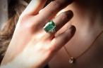 18ct White Gold Lagoon Tourmaline and Diamond Ring