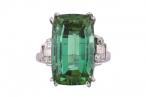 18ct White Gold Lagoon Tourmaline and Diamond Ring