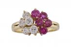 Ruby and diamond Cluster