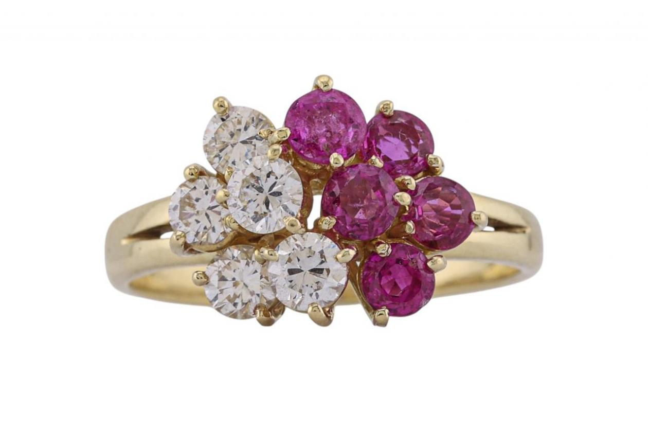 Ruby and diamond Cluster