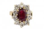 Ruby and diamond cluster