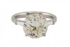 A platinum solitaire ring set with an old European cut