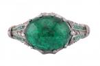 Emerald art deco ring