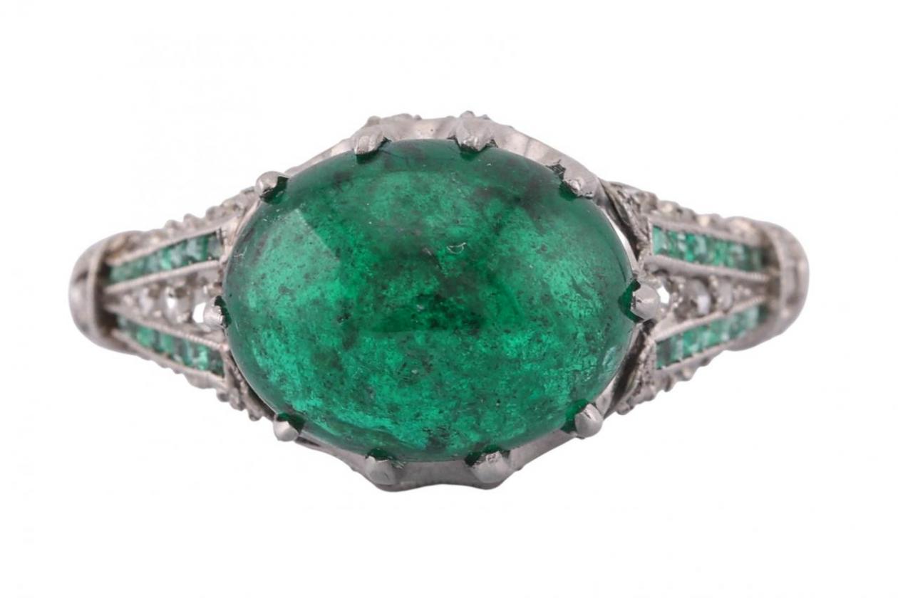 Emerald art deco ring