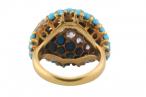 18kt Gold Turquoise and Diamond Bombé Ring