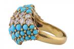 18kt Gold Turquoise and Diamond Bombé Ring
