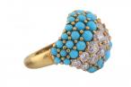 18kt Gold Turquoise and Diamond Bombé Ring