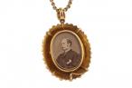 Gold Banded Agate Locket Pendant