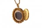 Gold Banded Agate Locket Pendant