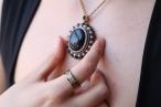 Gold Banded Agate Locket Pendant