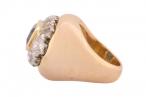 Vintage Oval Sapphire And Diamond Signet Style Cluster Ring In Yellow Gold