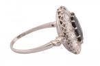 Edwardian Platinum Oval Sapphire & Diamond Cluster Ring
