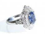 Retro sapphire and diamond cluster ring in 18kt white gold