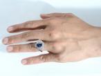 Retro sapphire and diamond cluster ring in 18kt white gold