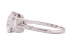 Platinum Old European Cut Diamond Ring with Baguette Diamond Shoulders