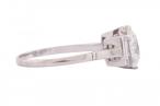 Platinum Old European Cut Diamond Ring with Baguette Diamond Shoulders
