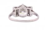 Platinum Old European Cut Diamond Ring with Baguette Diamond Shoulders