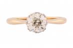 18kt Yellow Gold Old European Cut Diamond Solitaire Ring