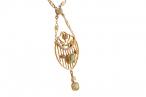 15kt Yellow Gold Peridot, Tourmaline and Seed Pearl Pendant Necklace