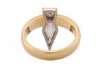 18kt Yellow and White Gold Kite Cut Diamond Ring