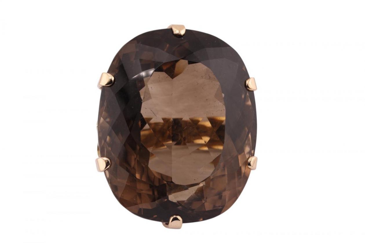 9kt Yellow Gold Large Smoky Quartz Cocktail Ring