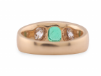 Emerald and diamond three stone ring