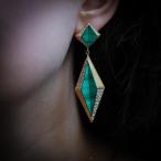 1970's Malachite earrings with diamonds
