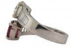 18kt White Gold Diamond and Rubellite Crossover Ring