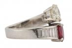 18kt White Gold Diamond and Rubellite Crossover Ring