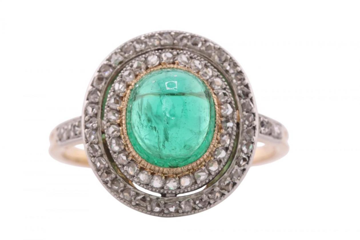 Edwardian Emerald Cabochon Ring