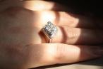 Art Deco lozenge shape Asscher cut diamond and white gold cocktail ring