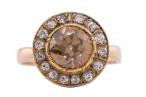 Vintage Edwardian style Cognac diamond cluster ring, circa 1980
