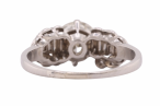 Art Deco Old European cut diamond ring with tiered architectural silhouette