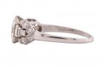 Art Deco Old European cut diamond ring with tiered architectural silhouette