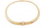Retro Tubogas necklet set with Emerald cut diamonds