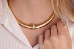 Retro Tubogas necklet set with Emerald cut diamonds